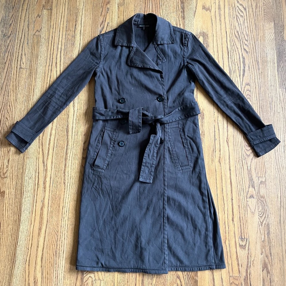 James Perse Charcoal Double-Breasted Trench Coat
